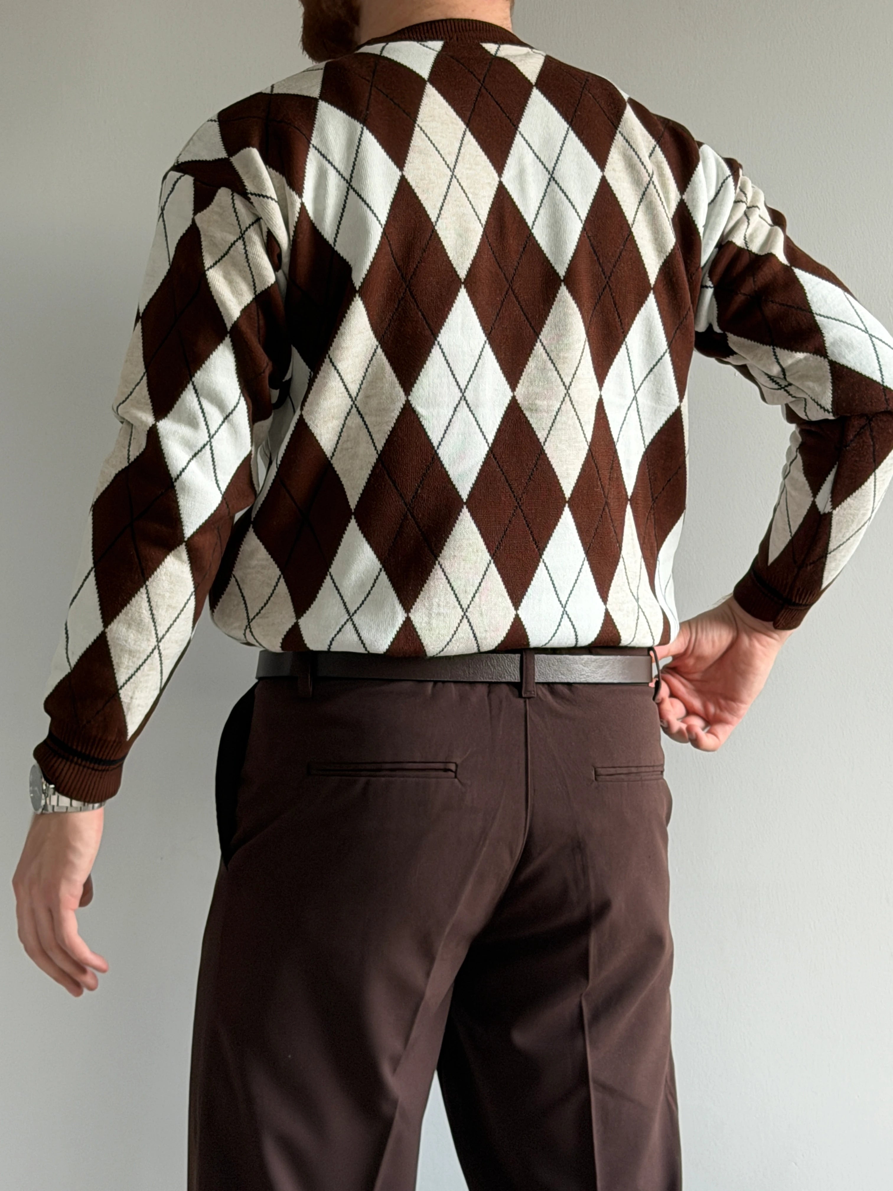 Polytrend - Patterned Knit Sweater - Brown