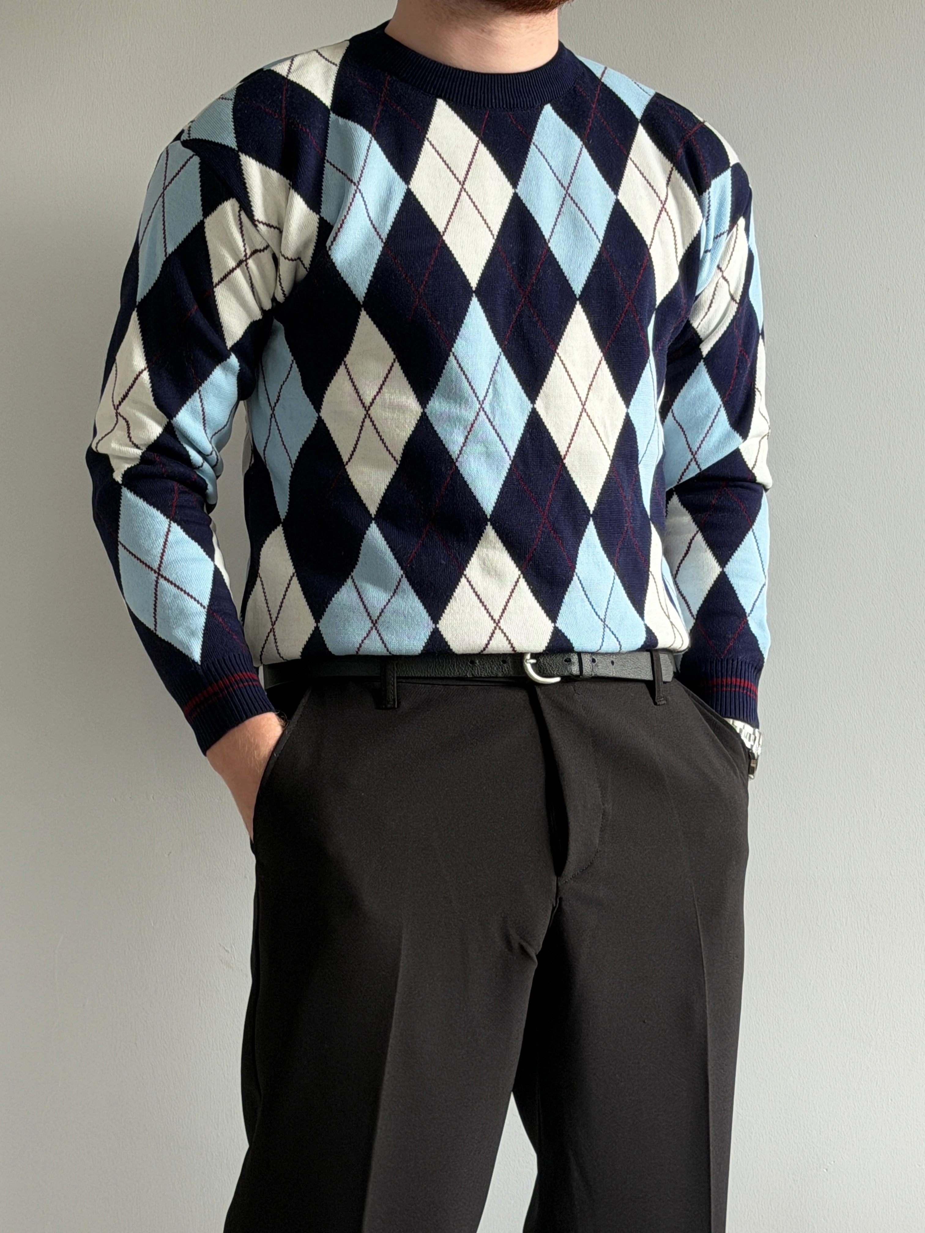 Polytrend - Patterned Knit Sweater - Blue